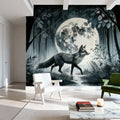 Moonlit Solitude in the Midnight Forest Mural Wallpaper - room preview 03
