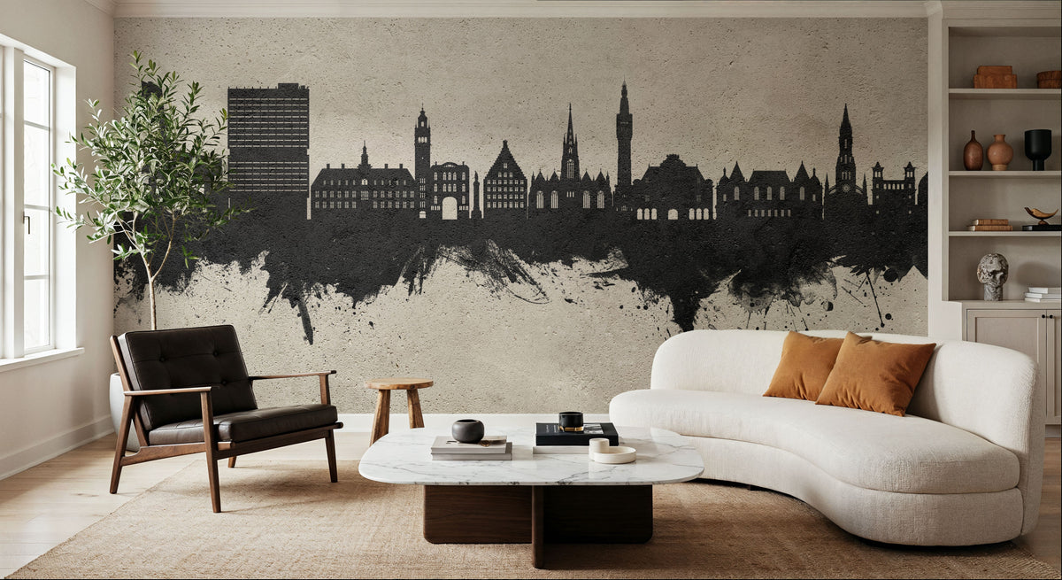 Lille France Skyline Concrete Mural Wallpaper - room preview 03