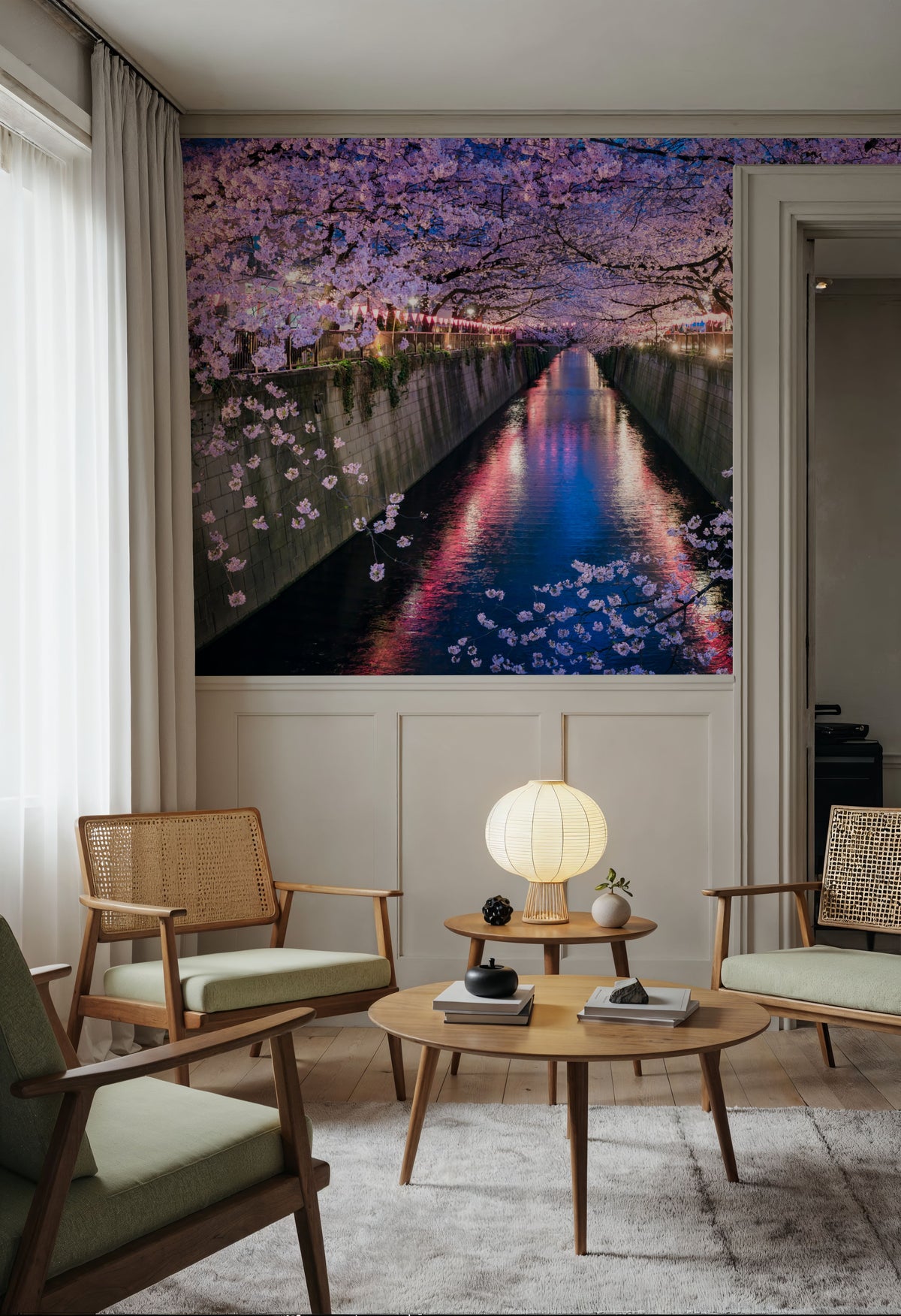 Nakameguro Cherry Blossom Mural Wallpaper - room preview 03