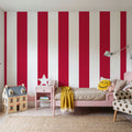 Scalloped Circus Stripes, Red Mural Wallpaper - room preview 03