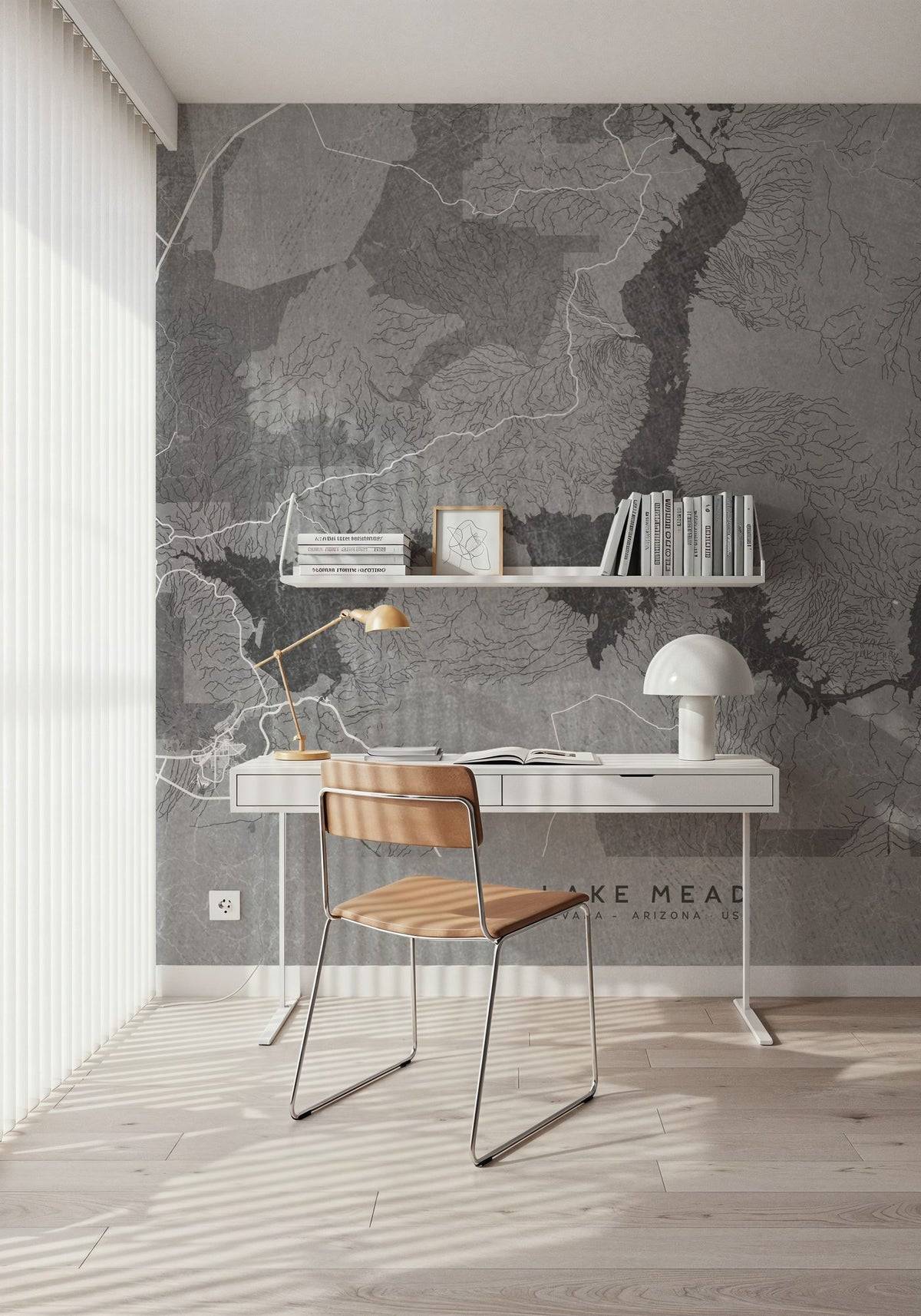Lake Mead Grey Mural Wallpaper - room preview 03