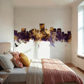 Richmond Virginia Skyline Purple & Gold Mural Wallpaper - room preview 03