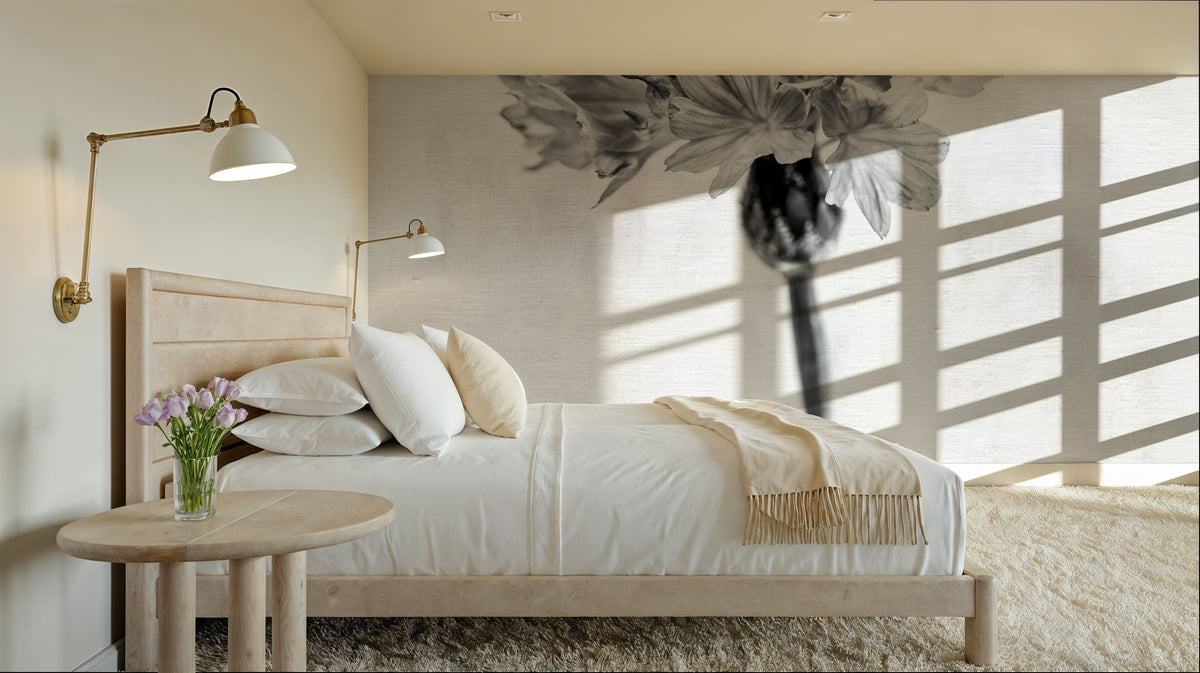 Wonderful Wildflowers VI Neutral Mural Wallpaper - room preview 03