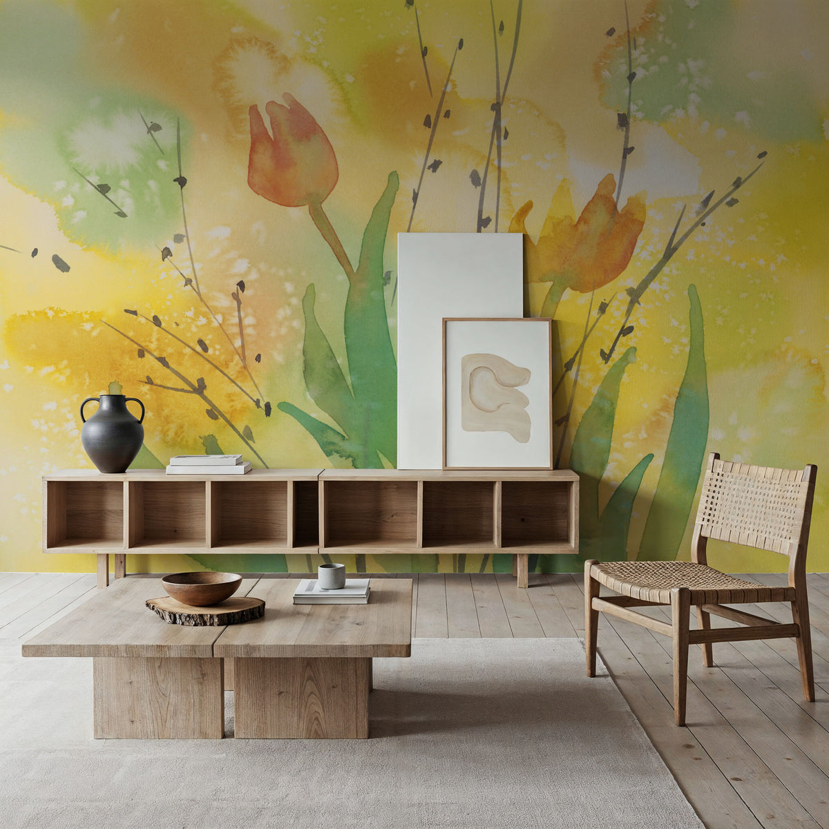 Watercolor Tulip Dream Mural Wallpaper - room preview 03