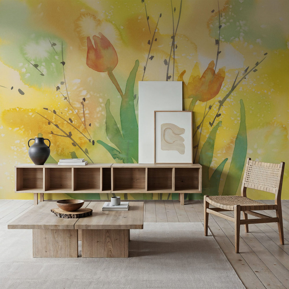 Watercolor Tulip Dream Mural Wallpaper - room preview 03