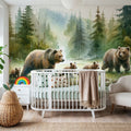Watercolor Bear Family Mural Wallpaper - room preview 03