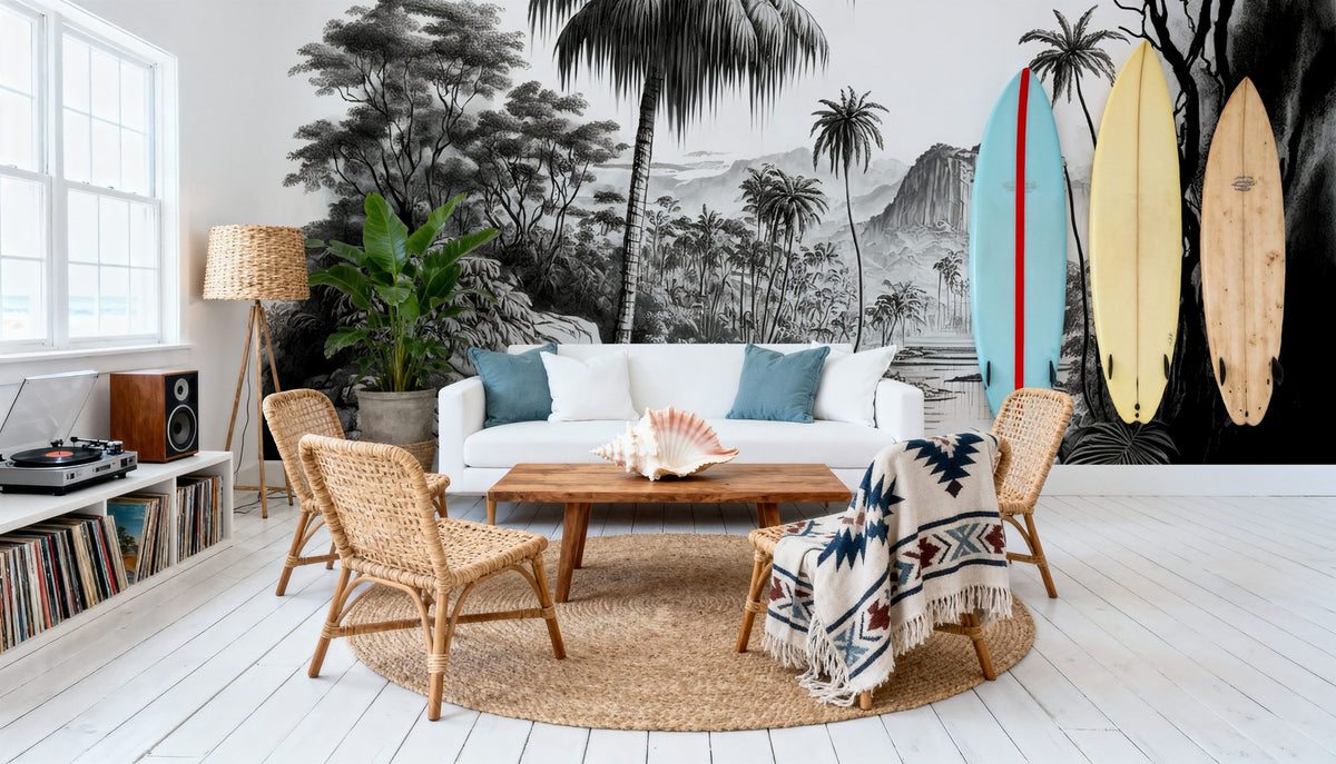 Tropical Riverbank Mural Wallpaper - room preview 03