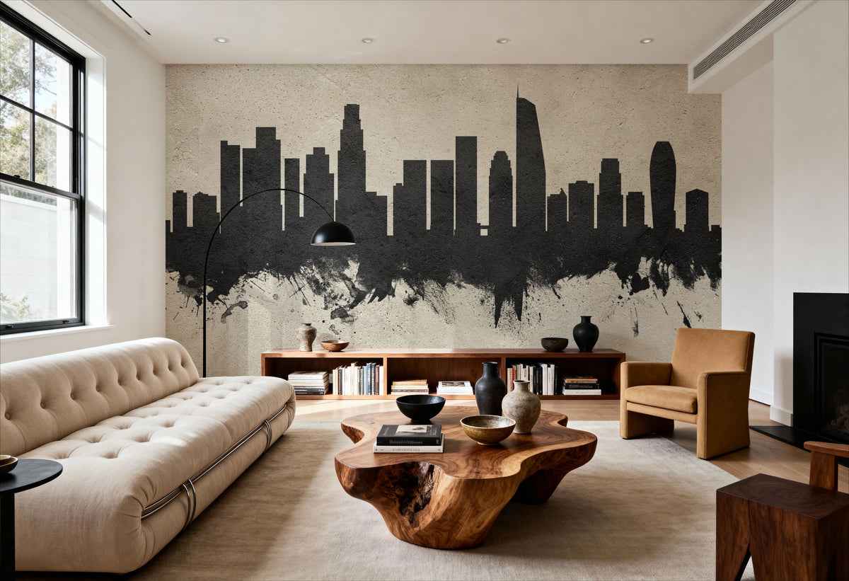Los Angeles Skyline Concrete Mural Wallpaper - room preview 03