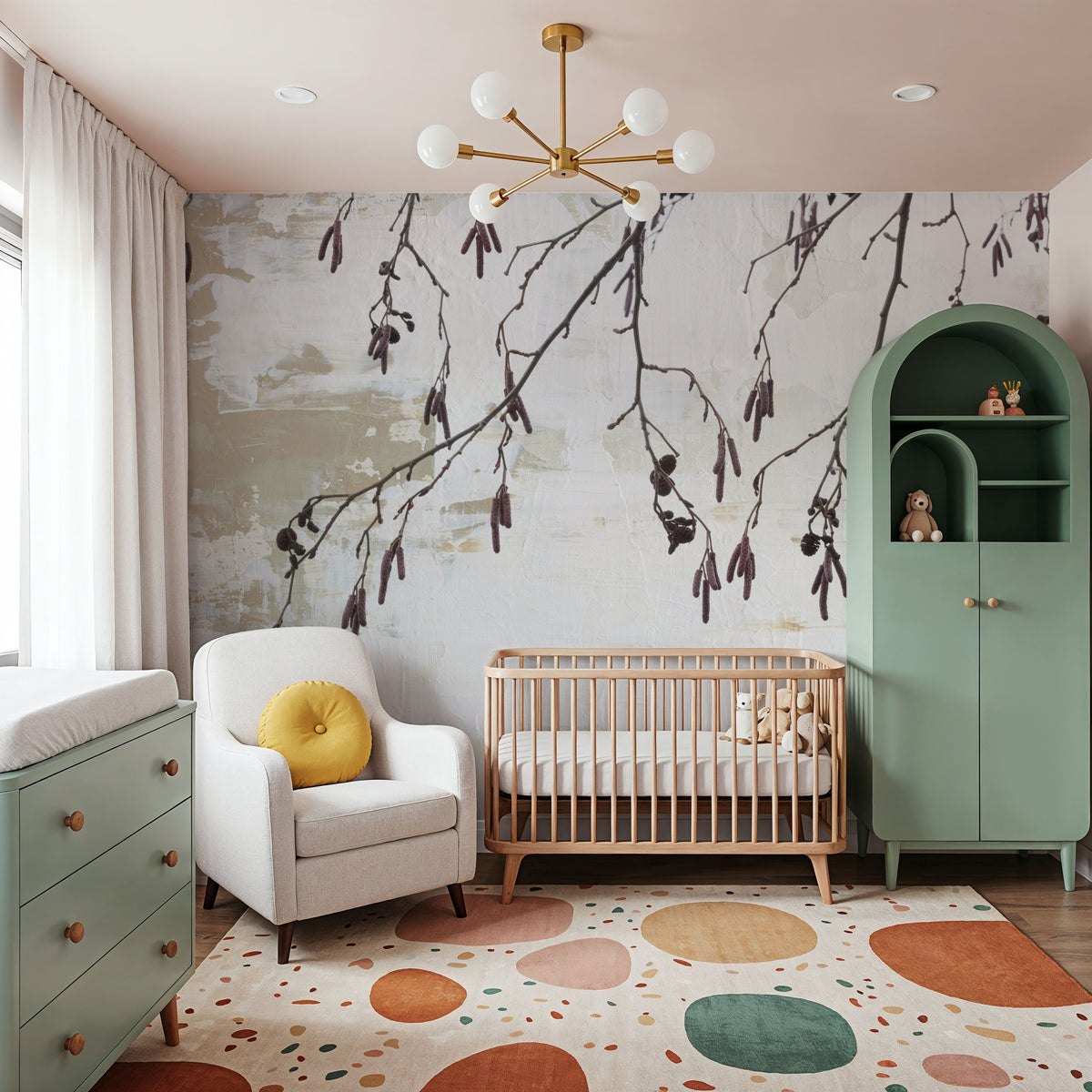 Catkins in Plaster I Mural Wallpaper - room preview 03