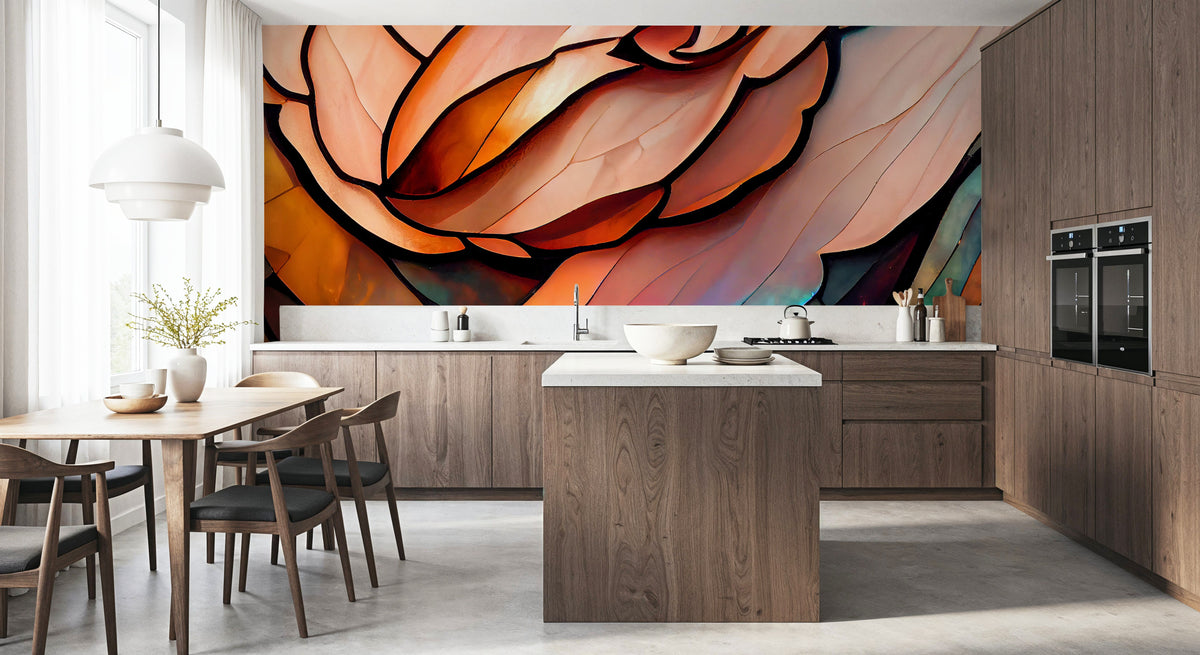Peach Organic Fields Mural Wallpaper - room preview 03