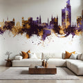 Karachi Pakistan Skyline Purple & Gold Mural Wallpaper - room preview 03