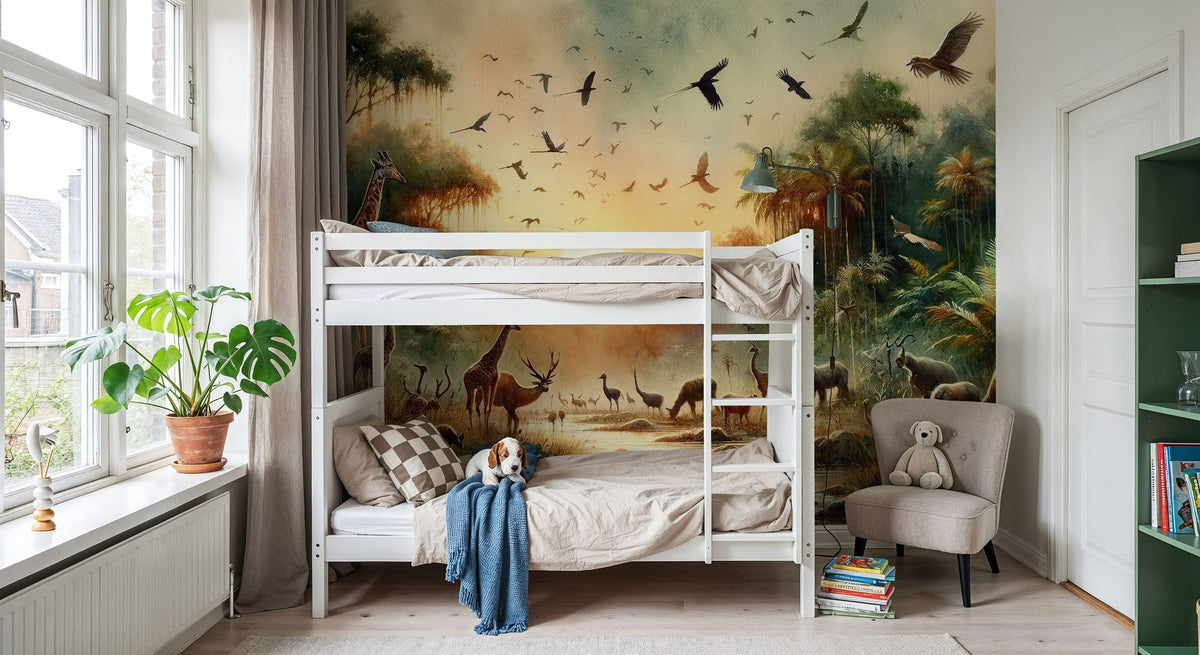 Harmony and Diversity in the Jungle's Heart Mural Wallpaper - room preview 03