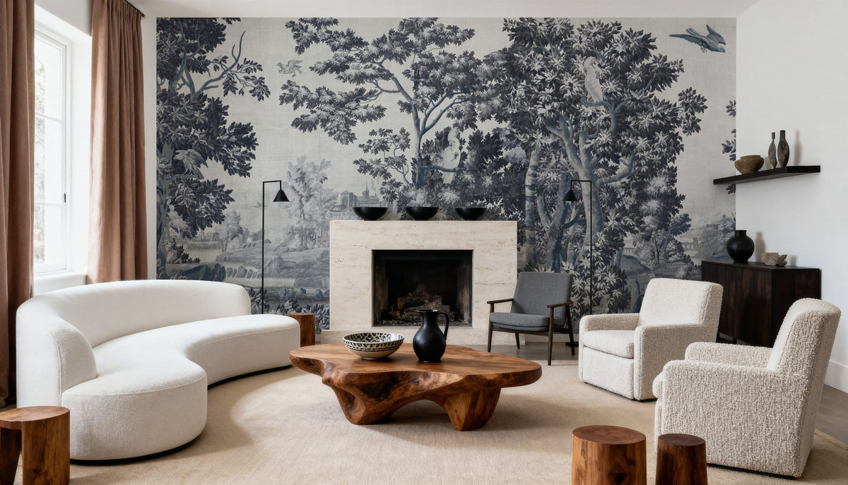 Enchanted Grove Tapestry, Blues Mural Wallpaper - room preview 04