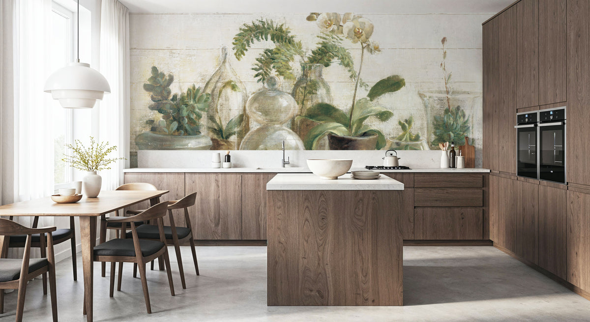 Greenhouse Orchids on Shiplap Mural Wallpaper - room preview 03