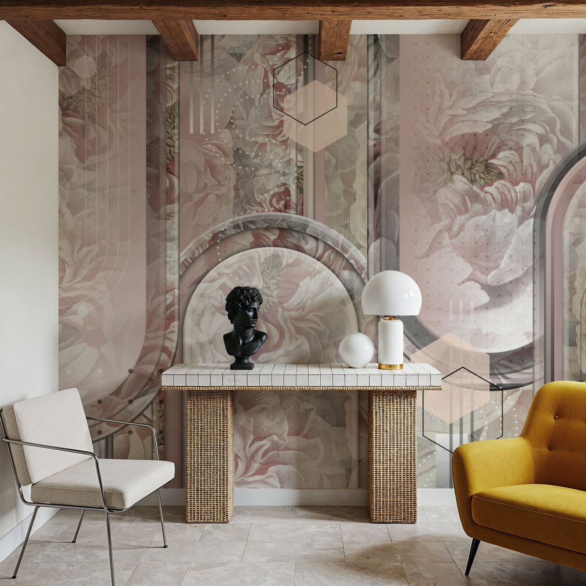 Modern Rose Mural Wallpaper - room preview 03