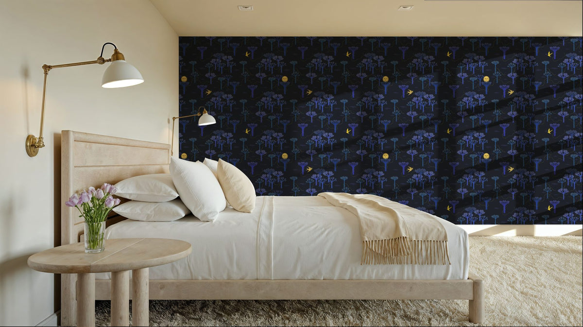 Moonlight Forest, Dark Mural Wallpaper - room preview 03