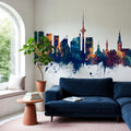 Tallinn Estonia Skyline Blue & Bronze Mural Wallpaper - room preview 03