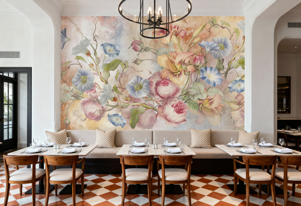 Floral Grunge Singing Mural Wallpaper - Edition 3 - room preview 03