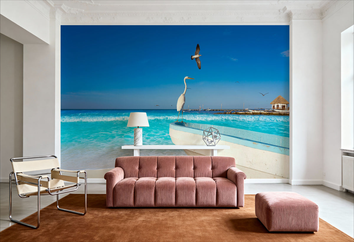 Egret Harbor Mural Wallpaper - room preview 03