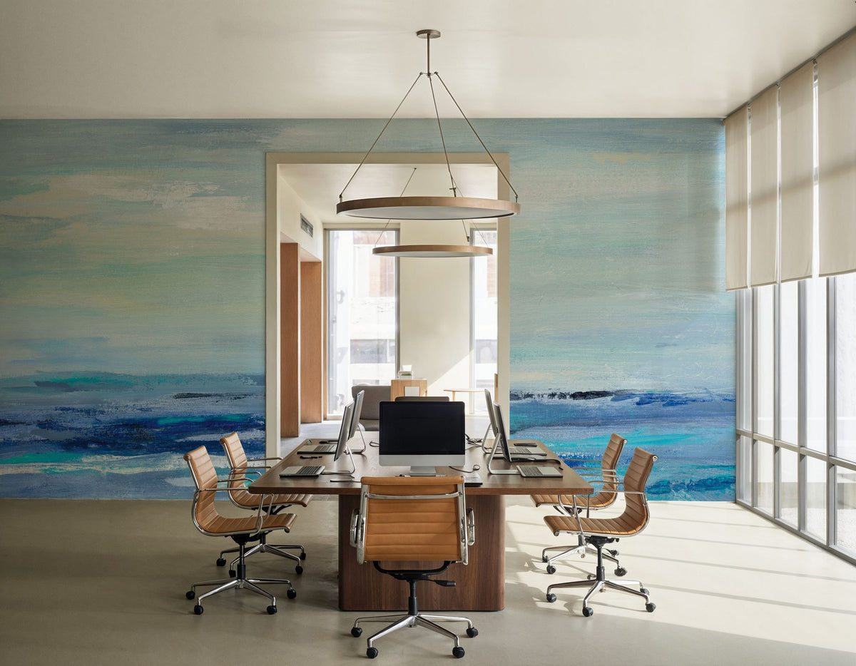 Turquoise Sea Waves I Mural Wallpaper - room preview 03