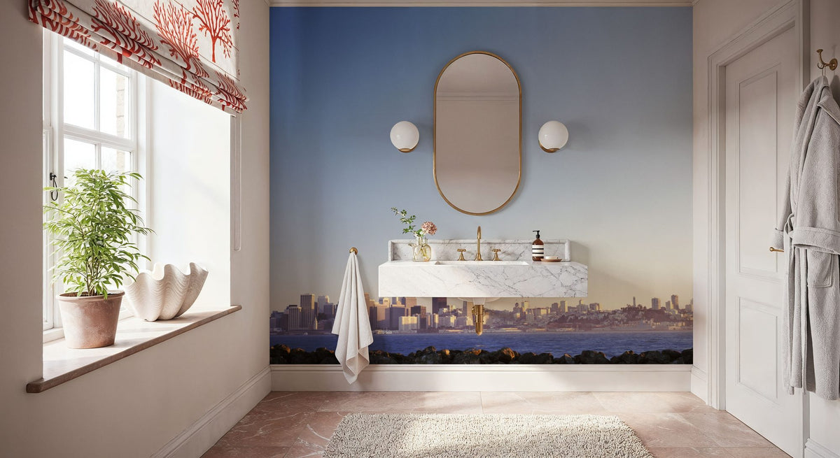 Tropical Urban Twilight Mural Wallpaper - room preview 03