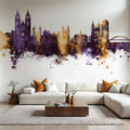Magdeburg Germany Skyline Purple & Gold Mural Wallpaper - room preview 03