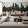 Warsaw Poland Skyline Concrete Mural Wallpaper - room preview 03