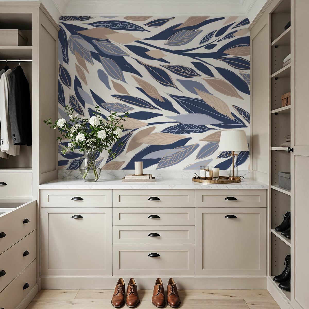 Leafy Lines Mural Wallpaper - room preview 03
