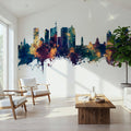 Durban South Africa Skyline Blue & Bronze Mural Wallpaper - room preview 03
