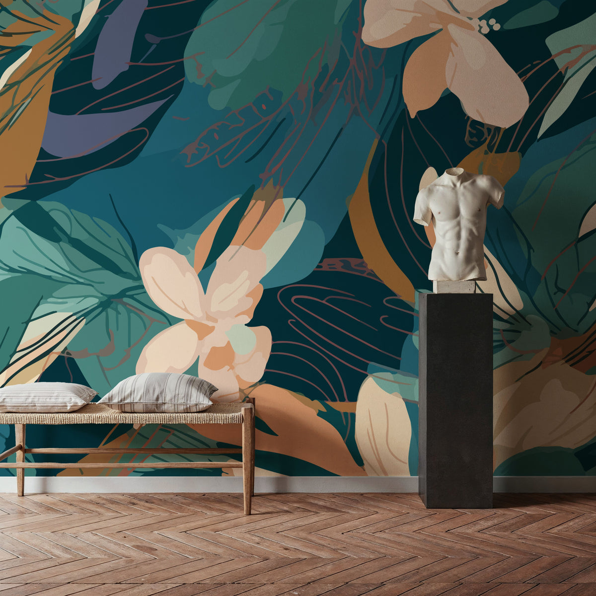 Manga Floral Mural Wallpaper - room preview 03