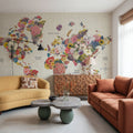 Botanical Floral Map Light Words Mural Wallpaper - room preview 03