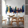 São Paulo Brazil Skyline Blue & Bronze Mural Wallpaper - room preview 03