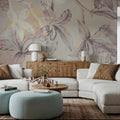 Orchids on Water Mural Wallpaper - Neutral Tone - room preview 03