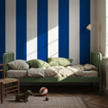 Scalloped Circus Stripes, Blueberry Mural Wallpaper - room preview 03