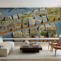 Greetings From Galveston Beach Mural Wallpaper - room preview 03