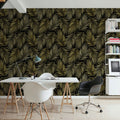 Bright Palms Pattern, Yellow Mural Wallpaper - room preview 03