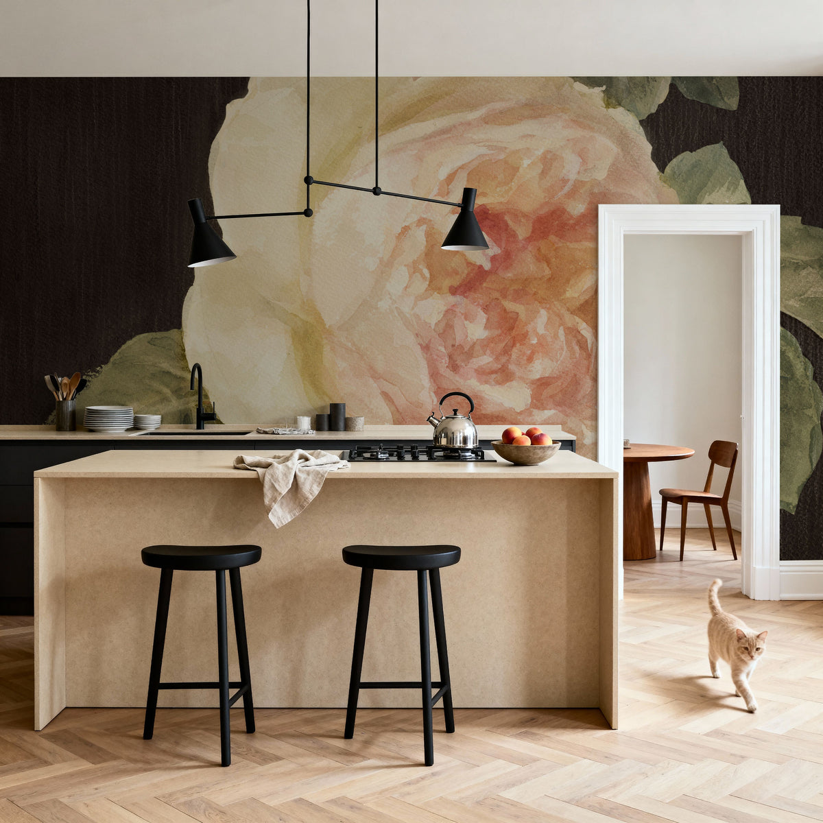 Heirloom Pink Rose Mural Wallpaper - room preview 03