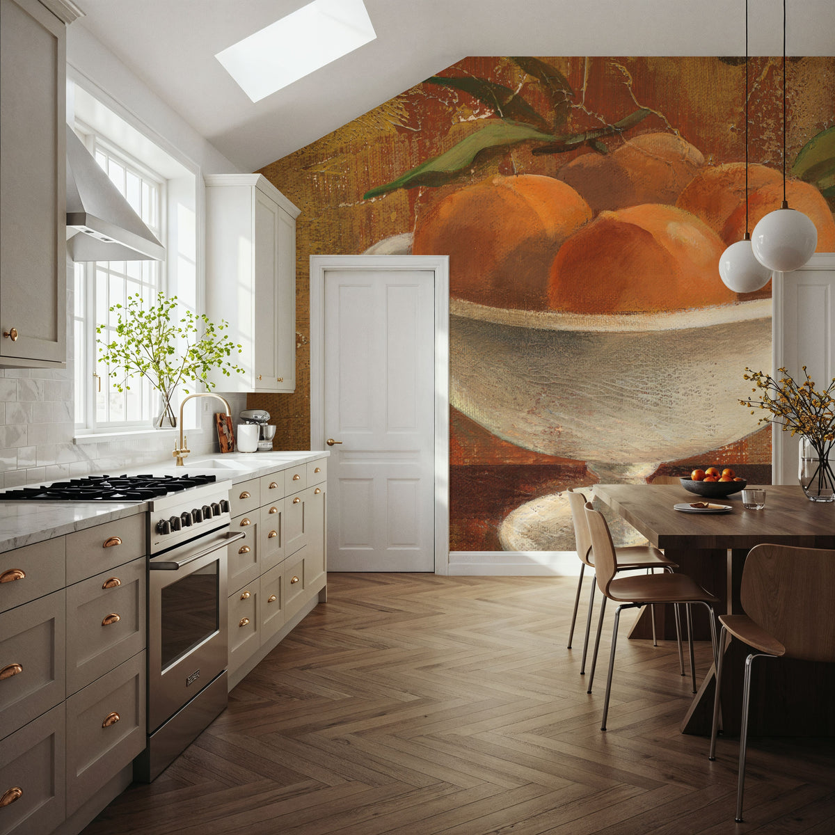 Peaches in Old Bowl Mural Wallpaper - room preview 03