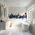 Bloomington Indiana Skyline Blue & Bronze Mural Wallpaper - room preview 03