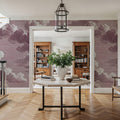 Intaglio Clouds, Burgundy Mural Wallpaper - room preview 03