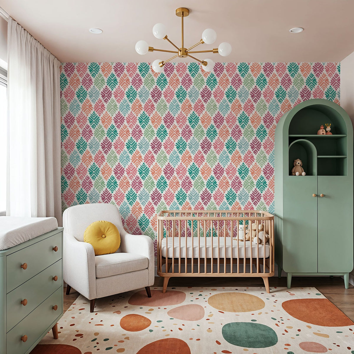 Bohemian Leaves in Color Mural Wallpaper - room preview 03