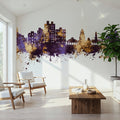 Nashik India Skyline Purple & Gold Mural Wallpaper - room preview 03