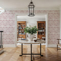 The Palm Lattice, Red Mural Wallpaper - room preview 03