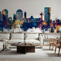 Hobart Australia Skyline Blue & Bronze Mural Wallpaper - room preview 03