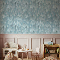 Forest Lanterns, Dusty Blue Mural Wallpaper - room preview 03