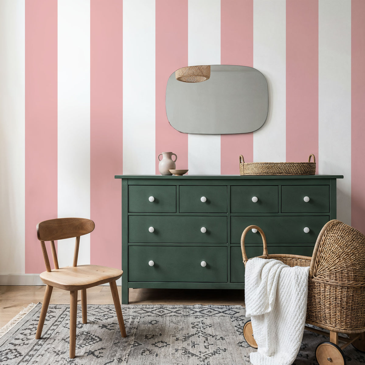 Circus Stripes, Pink Mural Wallpaper - room preview 03