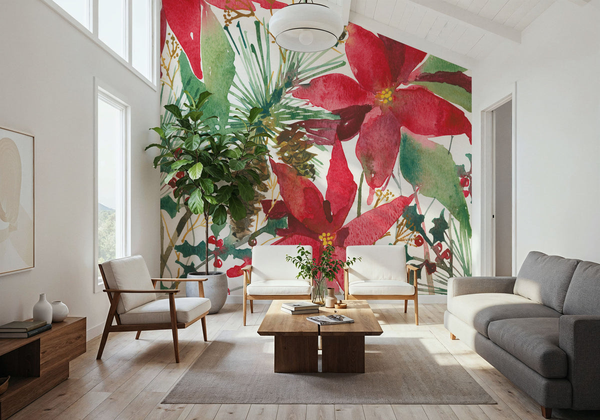 December Flowers Mural Wallpaper - room preview 03