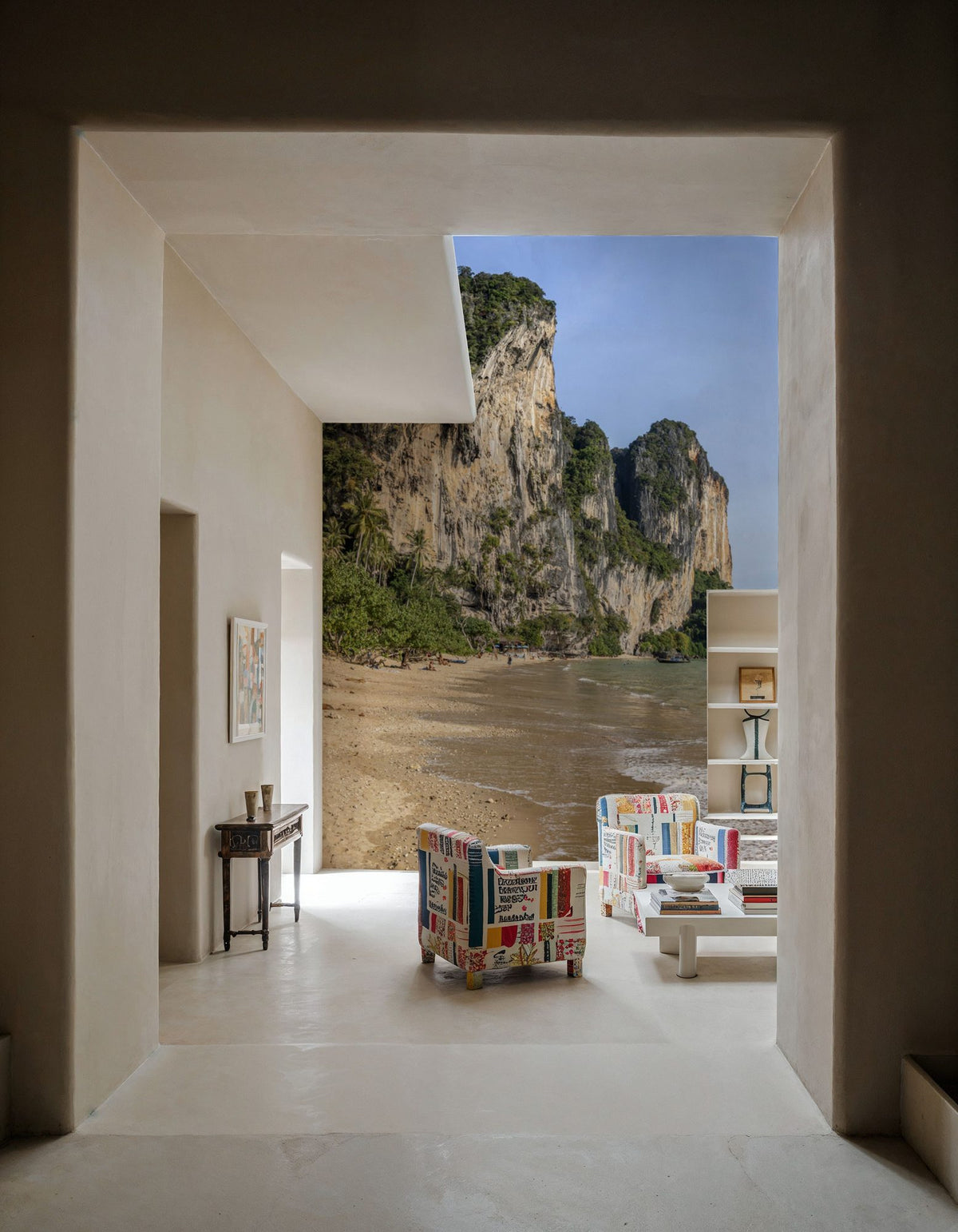 Tropical Cliff Paradise Mural Wallpaper - room preview 03