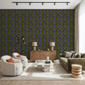 Pop Peonies, Green & Purple Mural Wallpaper - room preview 03