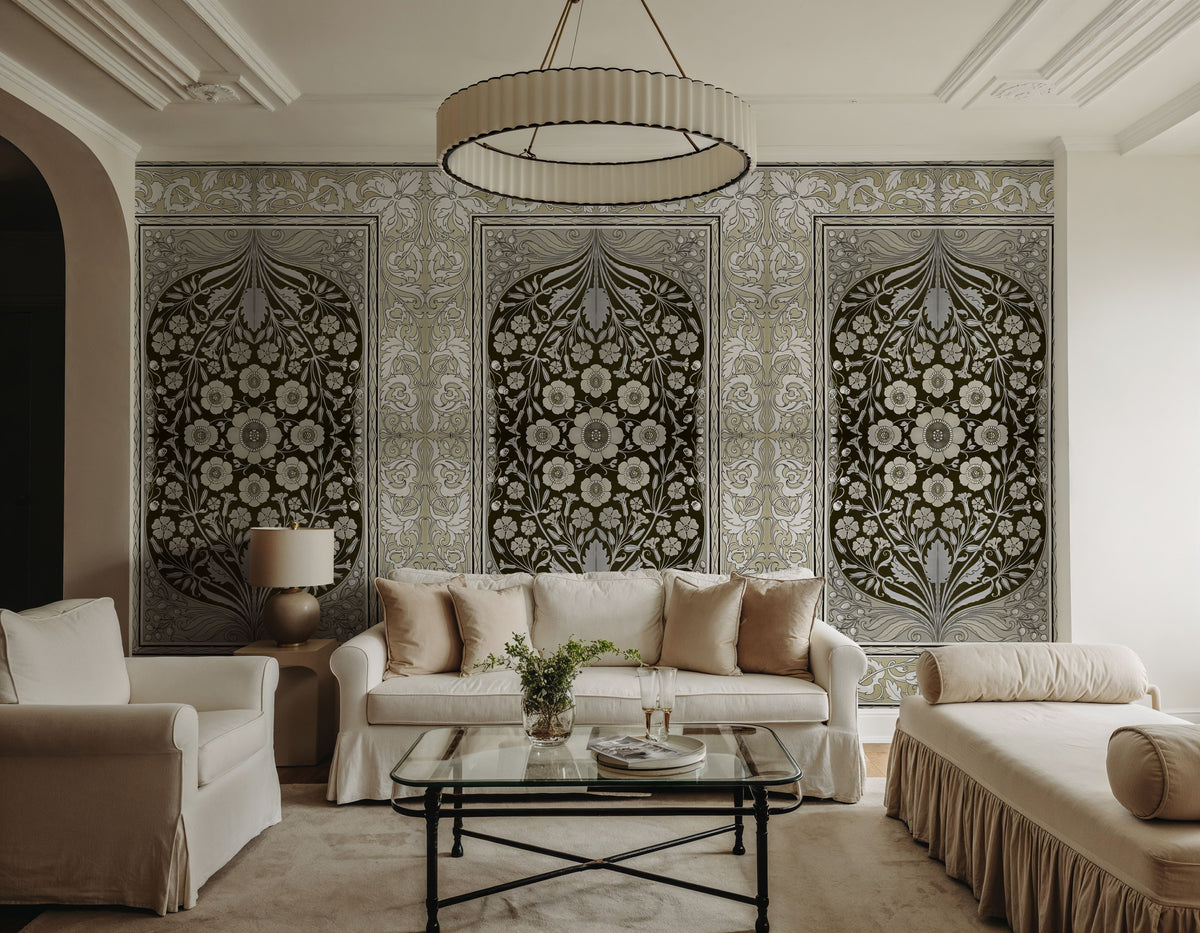 My Floral Dreams, Ecru Mural Wallpaper - room preview 03